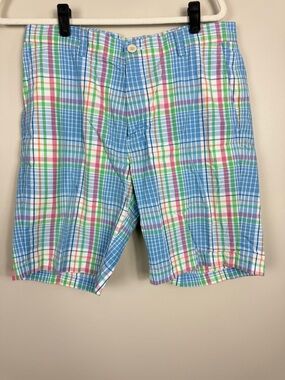 Vineyard Vines Breaker Shorts Mens 33 Plaid Preppy Pink Blue White Green Summer
